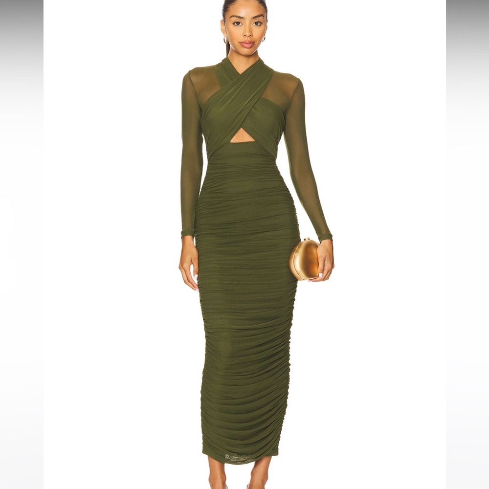 Bardot NWT Elegant Black Long Sleeve Dress criss cross Mesh